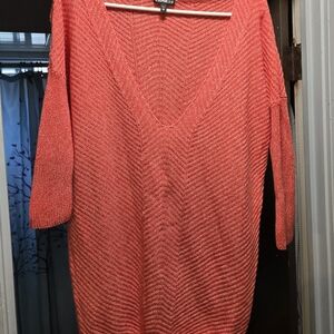 Express Coral V-Neck Women's Sweater
